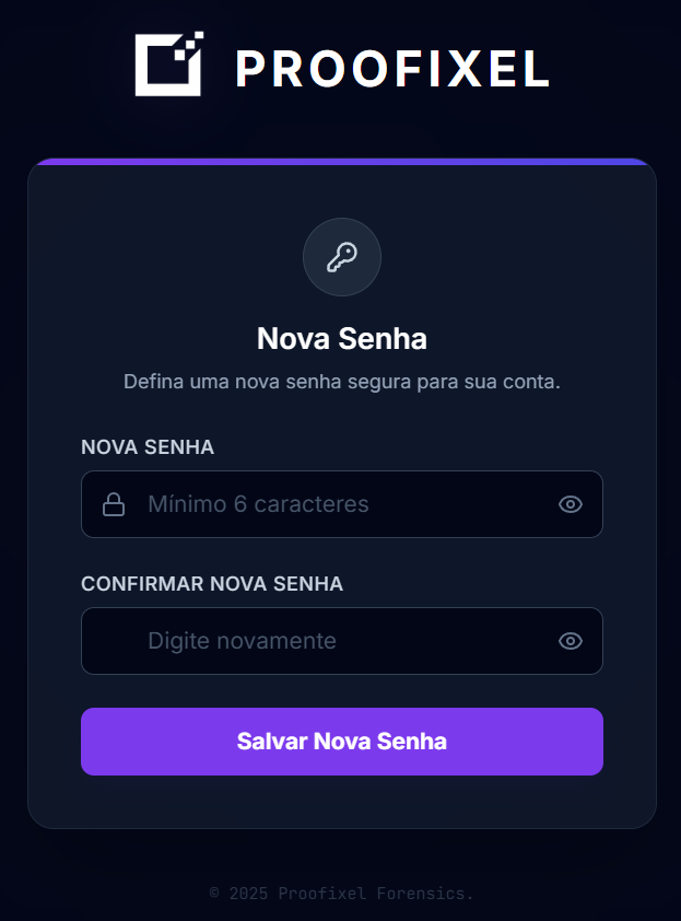 Tela de Nova Senha