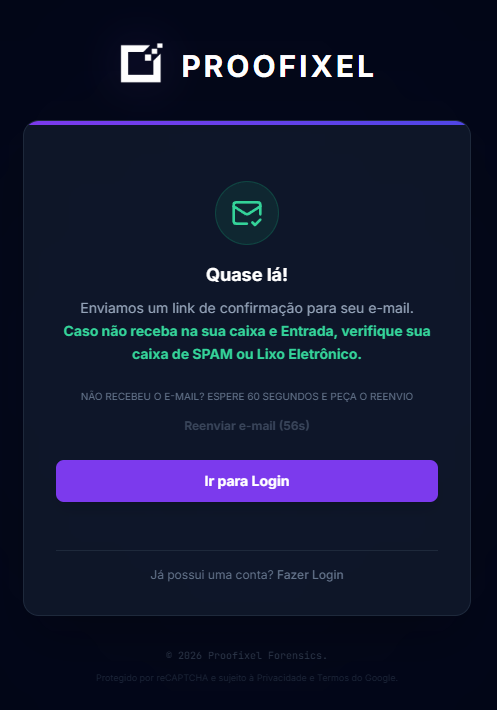 Tela de Verificação de Email